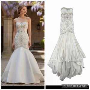 Jasmine Strapless Beaded Mermaid Wedding Gown – US 6